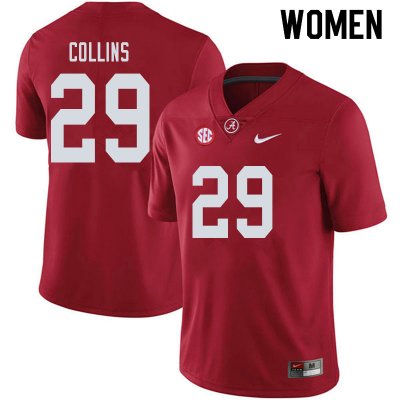 NCAA Women's Alabama Crimson Tide #29 Michael Collins Stitched College 2019 Nike Authentic Crimson Football Jersey DT17R51EU